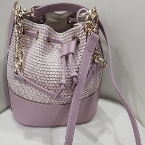 Lavender Bucket Bag with Gold Chain